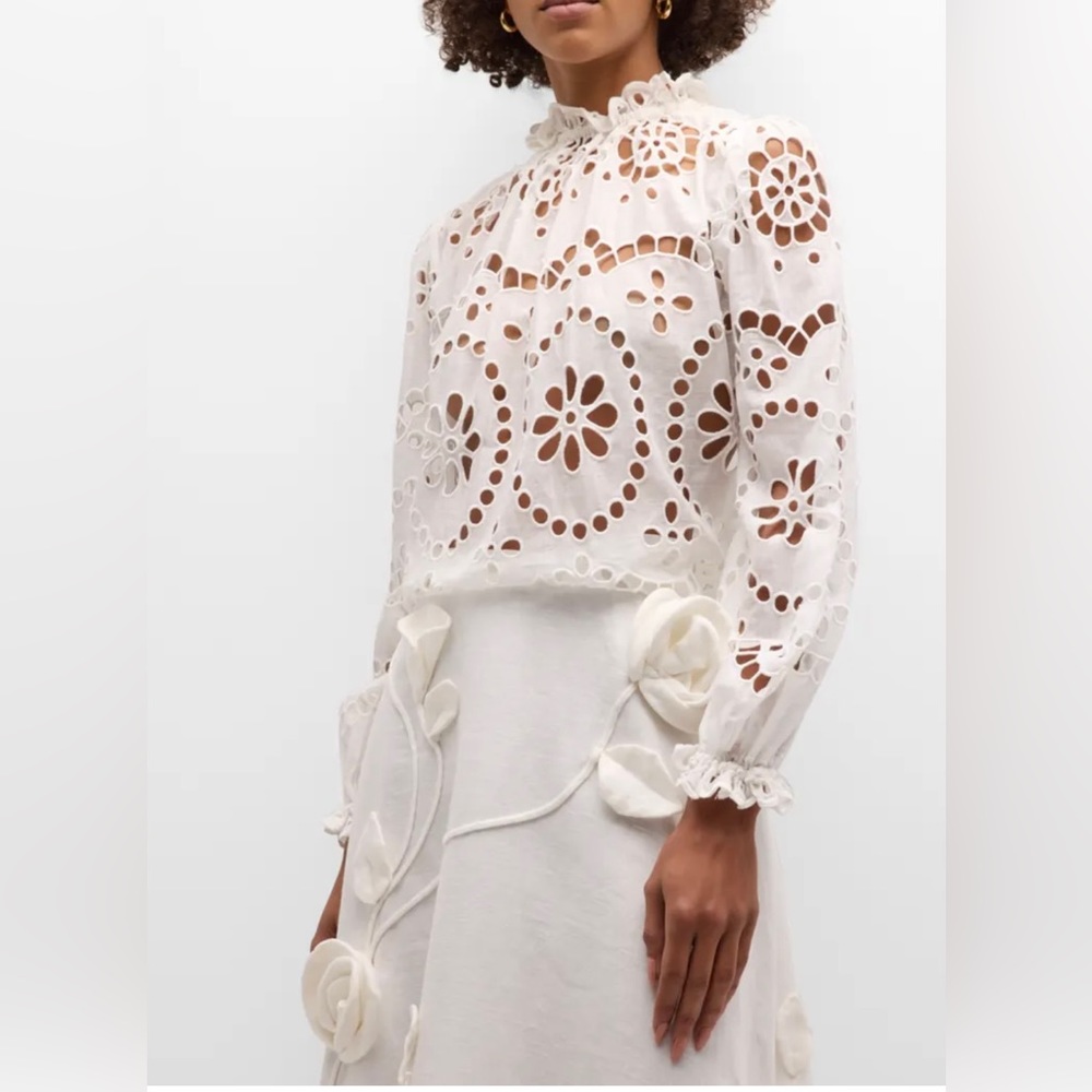 Zimmermann - Lexi Long-Sleeve Embroidered Blouse